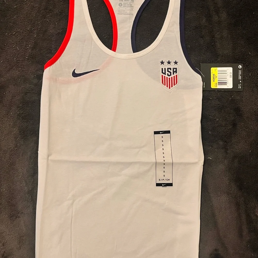 Nike Women's Olympic White and Blue Tank Top - Picture 4 of 6